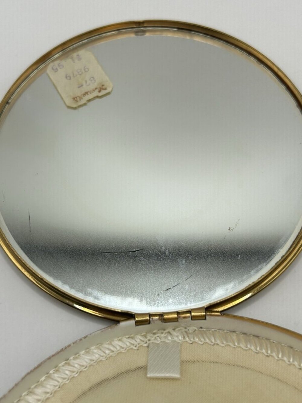 Vintage Powder Compact Rex Fifth Avenue Blue Enamel Gold 1940s Puff Flapjack - Picture 8 of 13